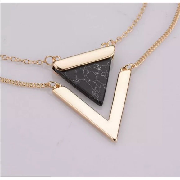 ✨Marble Triangle Layered Necklace✨ - Picture 2 of 4